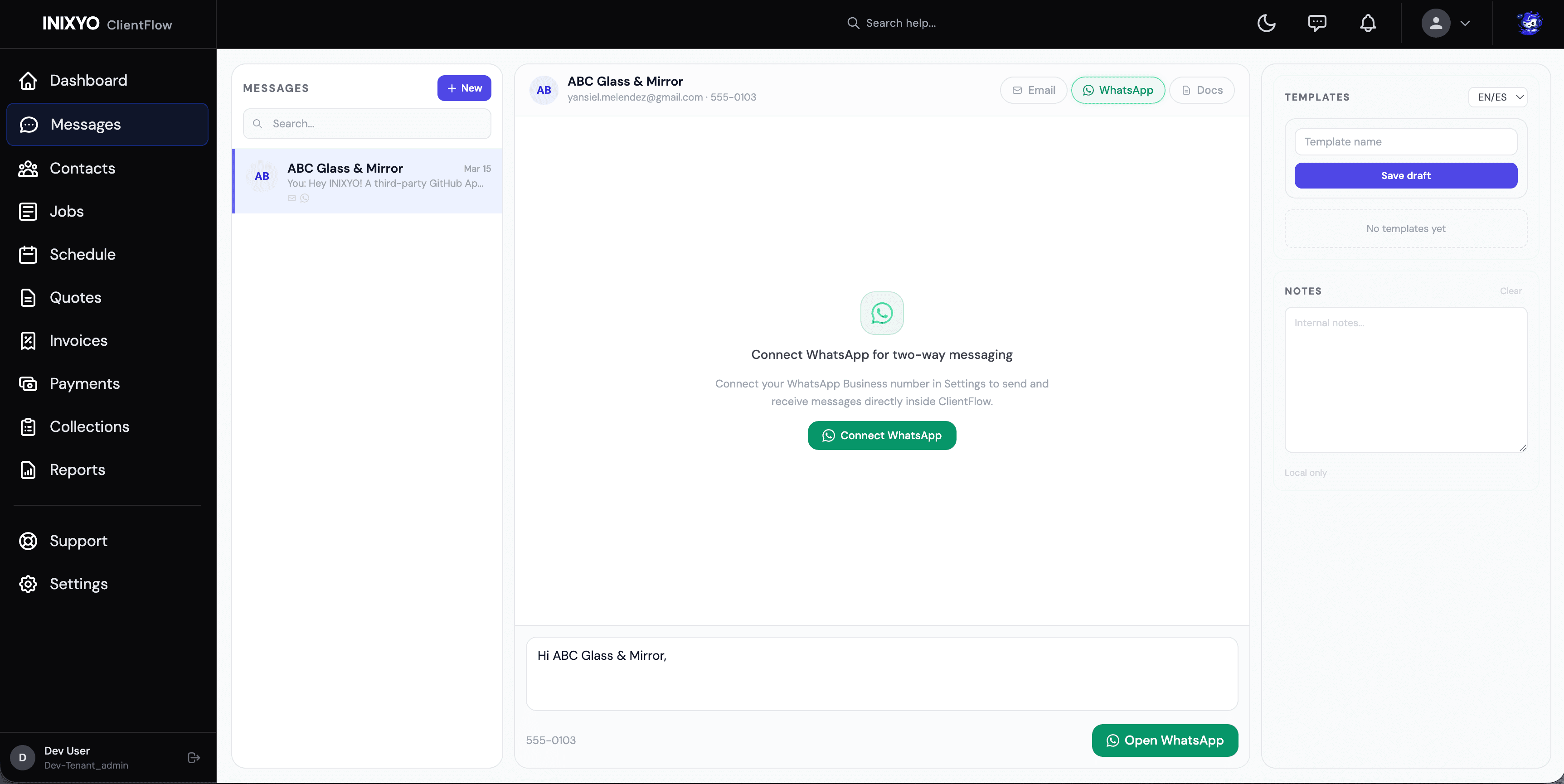 ClientFlow WhatsApp Messaging